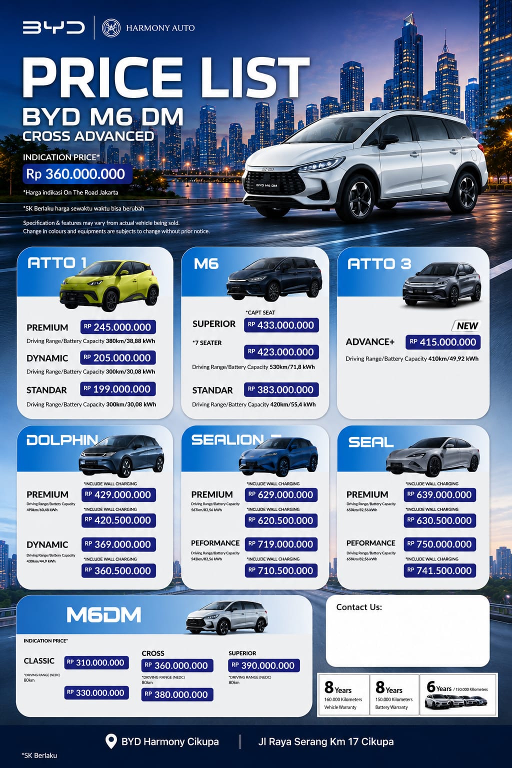 PRICE LIST BYD HARMONY TANGERANG